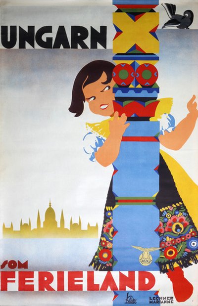 Hungary - Ungarn original poster designed by Lechner Marianne