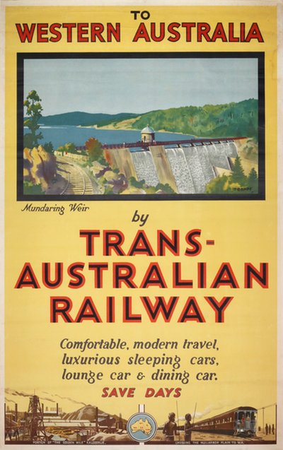 Western Australia Trans Australian Railway original poster designed by Trompf, Percival Albert (Percy) (1902-1964)
