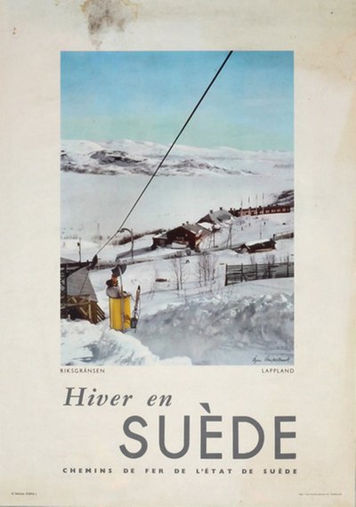 Winter in Sweden Riksgräsen Lappland original poster designed by Photo: Örjan Armfelt Hansell