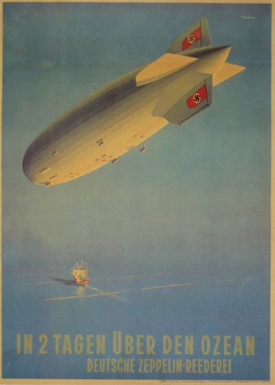 HAPAG Zeppelin In 2 Tagen über den Ozean original poster designed by Anton, Ottomar (1895-1976)