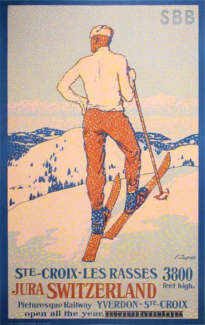 Ste-Croix – Les Rasses Jura Switzerland original poster designed by Jaques, François (1877-1937)