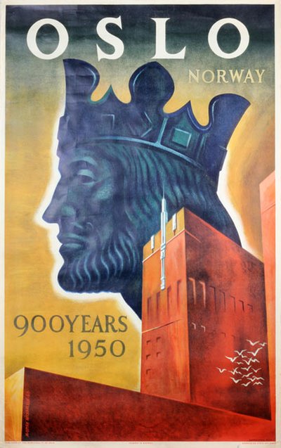 Oslo Norway 900 Years 1950 original poster designed by Michaelsen, M. Ottar (1915-)