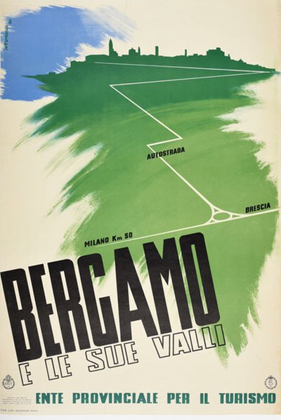 Bergamo Italy original poster designed by Santambrogio