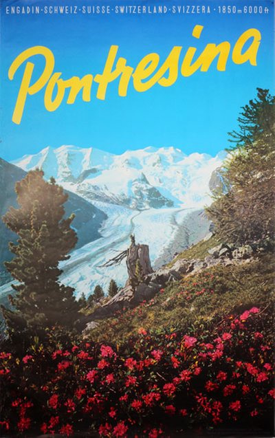 Pontresina Engadin Schweiz original poster designed by Photo: Bartholome SCHOCHER