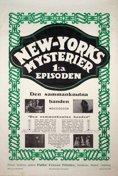 New Yorks Mysterier 1. episoden: Den Sammanknutna handen - (The Exploits of Elaine) original poster 