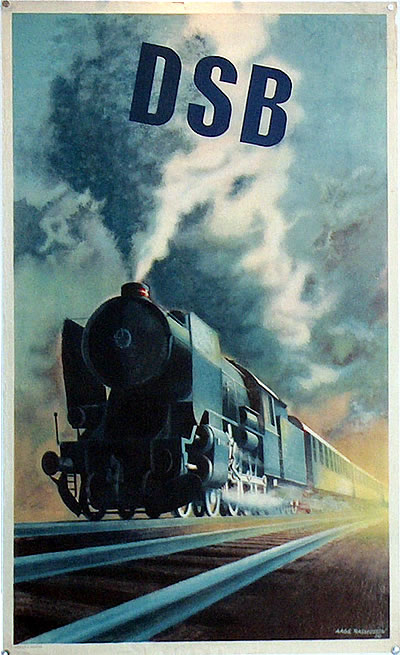Original vintage poster: DSB - Steam Locomotive for sale at posterteam.com