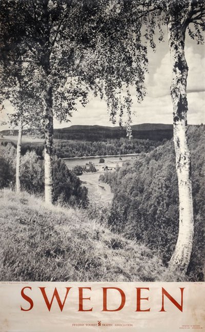 Sweden Norrland Ångermanälven original poster designed by Photo: Nils Ek