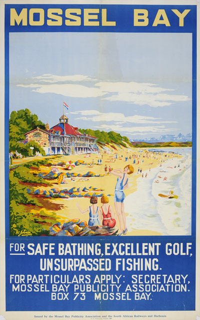 Mossel Bay South Africa Railways  original poster designed by A. O. Johnson