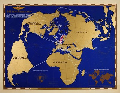 Original vintage poster: SAS New World Map for sale at www.ermes-unice.fr