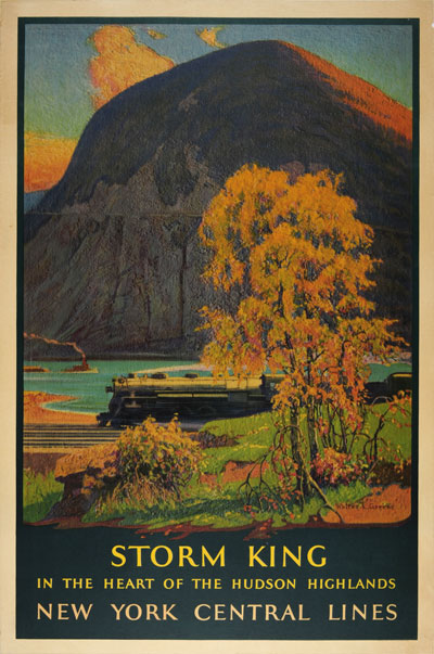 STORM KING MOUNTAIN HUDSON RIVER HIGHLANDS NY TRAIN TRAVEL VINTAGE POSTER REPRO STORM KING MOUNTAIN HUDSON RIVER HIGHLANDS NY TRAIN TRAVEL VINTAGE POSTER REPRO