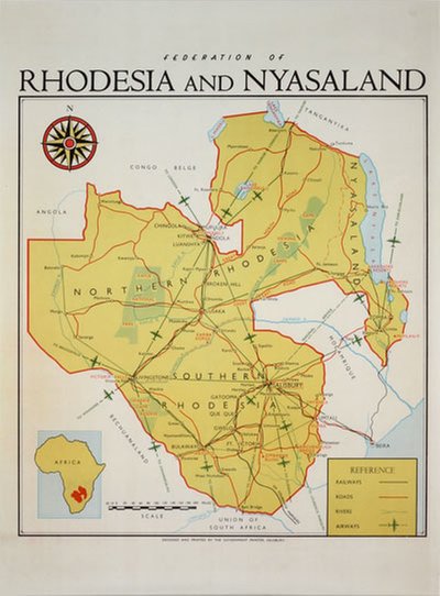 The Federation of Rhodesia and Nyasaland Map - Africa original poster 