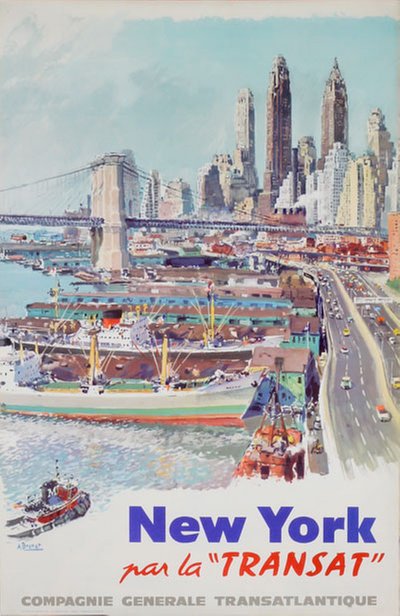 New York par la Transat original poster designed by Brenet, Albert (1903-2005)