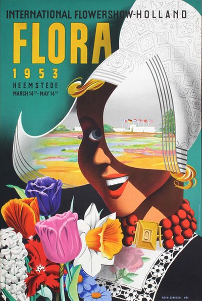 International Flower Show Flora Holland 1953 original poster designed by Dirksen, Reyn (1924-1999)
