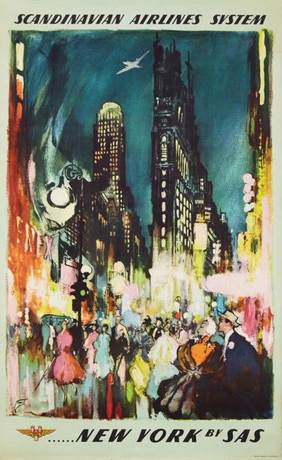 SAS - New York original poster designed by Nielsen, Otto (1916-2000)