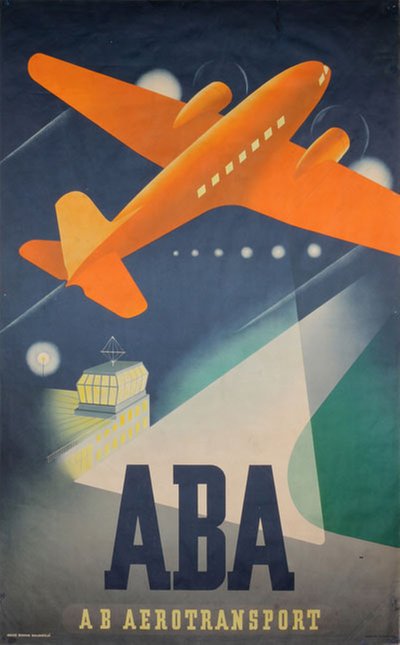 ABA - AB Aerotransport  original poster designed by Beckman, Anders (1907-1967)