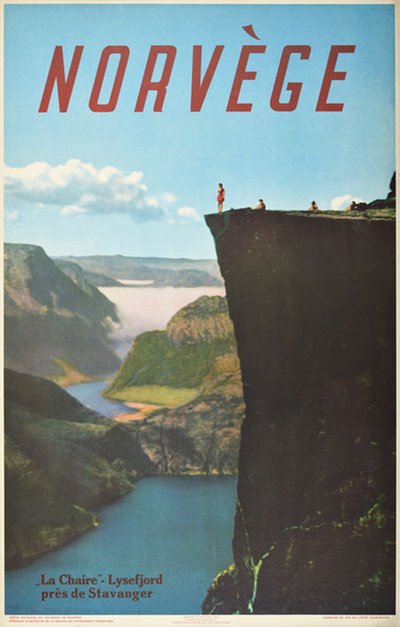 Norvège  La Chaire Lysefjord Stavanger original poster designed by Photo: Thomas Gjesteland