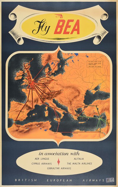 Fly BEA - British European Airways original poster 