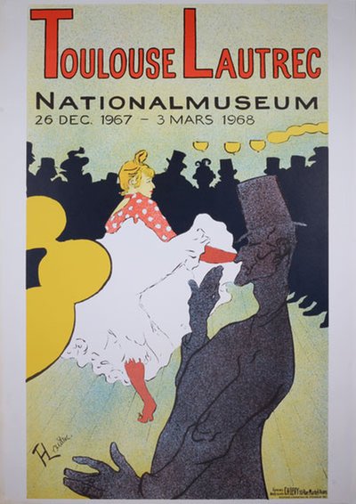 Toulouse-Lautrec Nationalmuset 1967-1968 original poster designed by Toulouse-Lautrec, Henri de (1864-1901)