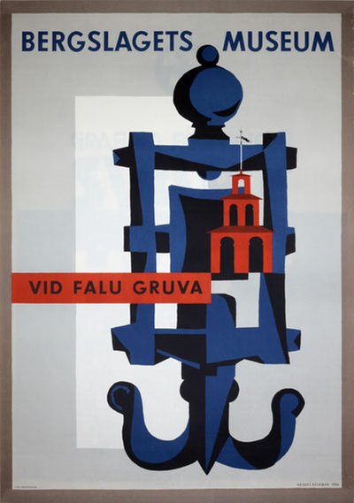 Bergslagens Museum vid Falu Gruva original poster designed by Beckman, Anders (1907-1967)