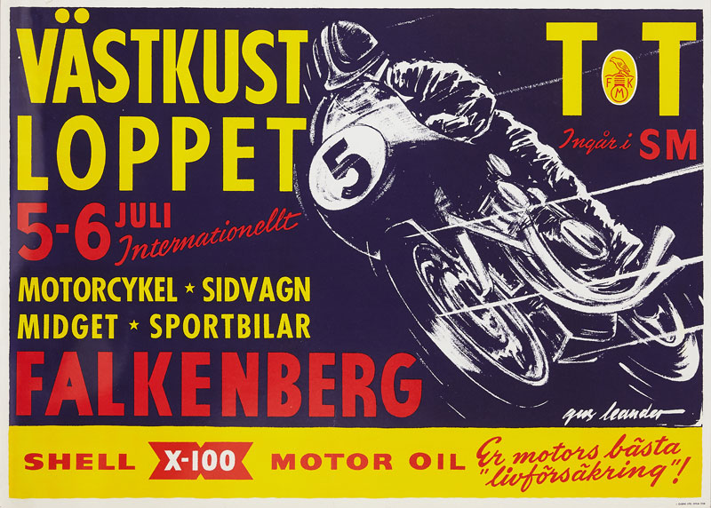 Västkustloppet 1958 original poster designed by Leander, (Gus) Gustav Egron (1909-1980)