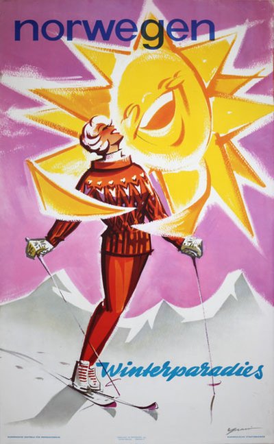 Norwegen - Winterparadies original poster designed by Yran, Knut (1920-1998)