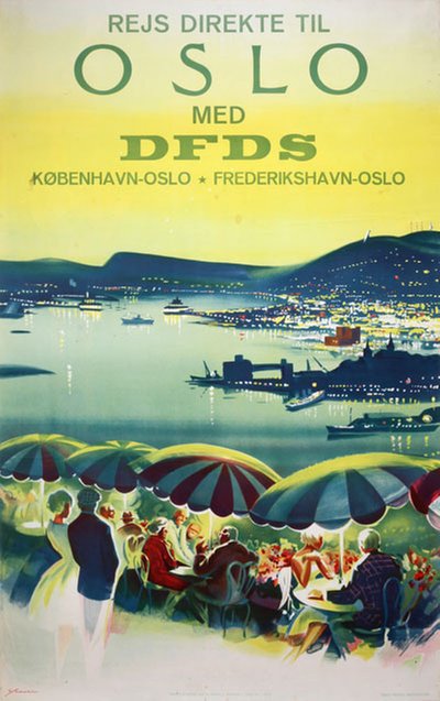 Oslo med DFDS original poster designed by Yran, Knut (1920-1998)