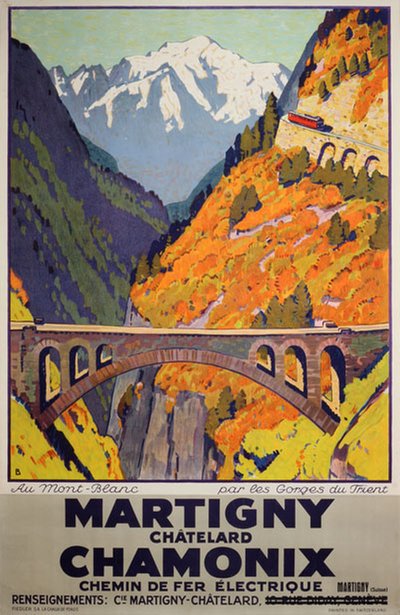 Martigny Châtelard Chamonix original poster designed by Baumberger, Otto (1889–1961)