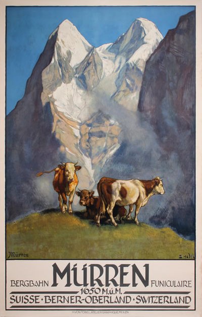 Mürren - Suisse Berner-Oberland Switzerland original poster designed by Hodel, Ernst (1881-1955)