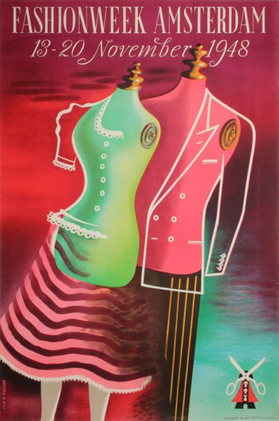 Fashionweek Amsterdam 1948  original poster designed by van Velsen, Cornelius  (1921-2010)