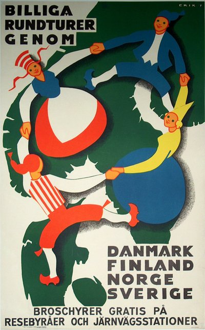 Billiga Rundturer original poster designed by Erik F