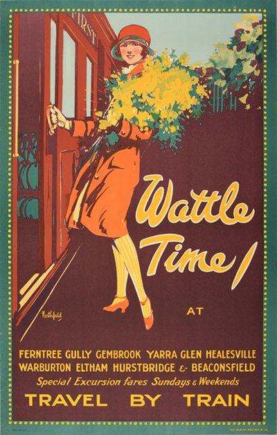 Wattle Time - Australia original poster designed by Northfield, James (1887-1973)