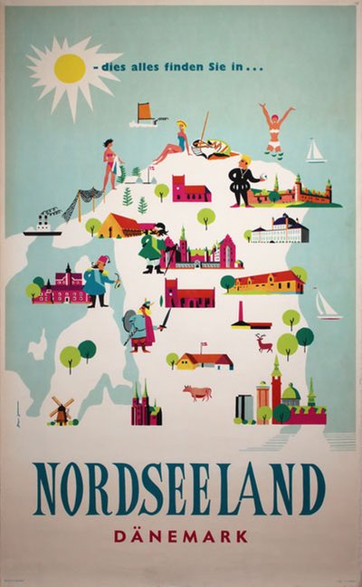 Nordseeland Dänemark - Sjælland Zealand Denmark  original poster designed by Jørgen Johansen