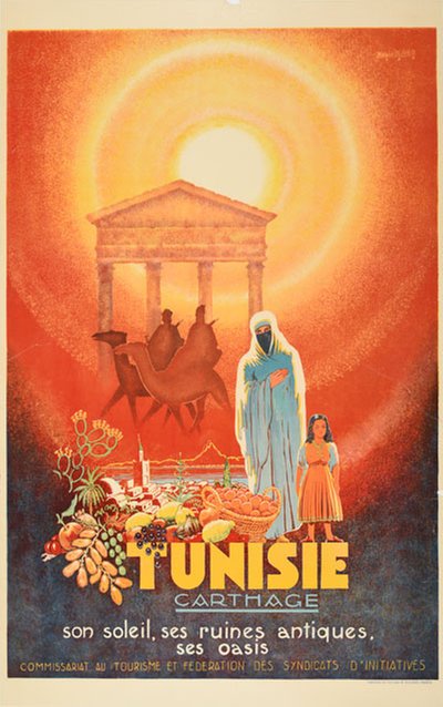 Tunisie Carthage original poster designed by Olivier, Roland