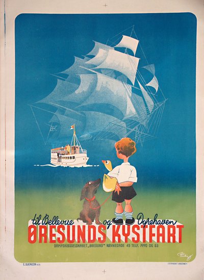 Øresunds Kystfart til Bellevue & Dyrehaven original poster designed by Philip?