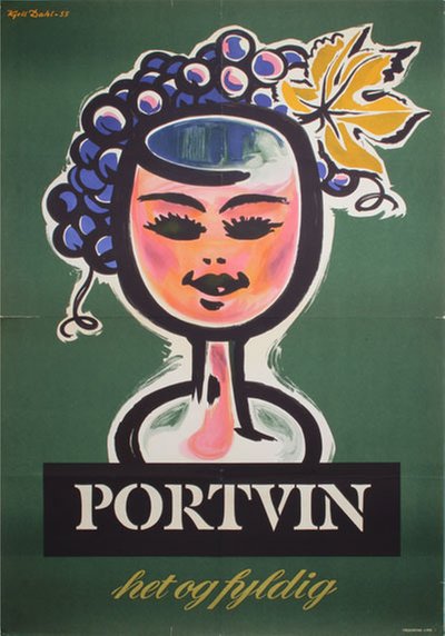 Portvin - Het og fyldig original poster designed by Kjell Dahl