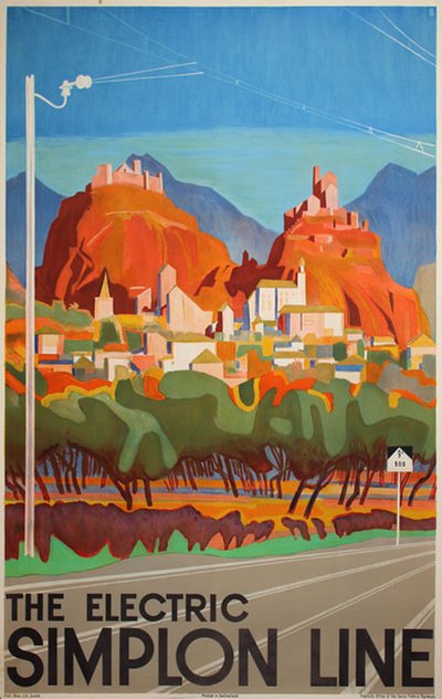 The Electric Simplon Linie - Switzerland original poster designed by Baumberger, Otto (1889-1960)