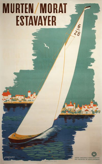 Murten Morat Estavayer original poster designed by Schorderet, Bernard (1918-2011)