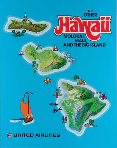 The Other Hawaii. United Airlines.  original poster 