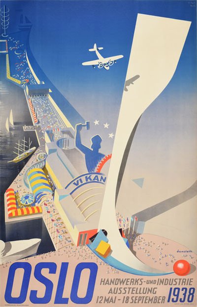Oslo - 1938 Handwerks- und Industrie Ausstellung (Vi kan) original poster designed by Damsleth, Harald (1906-1971)