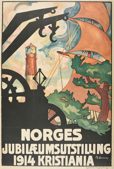 Norges Jubilæumsutstilling 1914 Kristiania original poster designed by Larsson, Brynjulf (1881-1920)