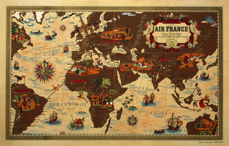 Air France MAP original poster designed by Boucher, Lucien (1889-1971)