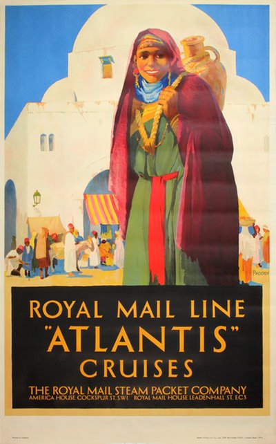 Royal Mail Line Atlantis Cruises Morocco  original poster designed by Percy, Padden (1885-1965)
