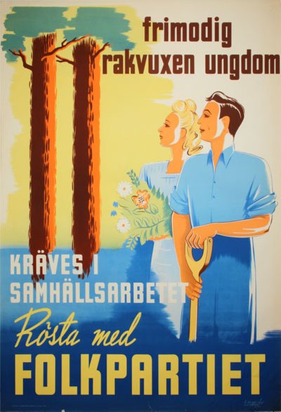 Rösta med Folkpartiet original poster designed by Bergström, Lennart (1914-2002)