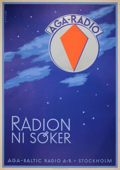 AGA Radio - Radion ni söker original poster designed by Ettler, Max (1879-1952)