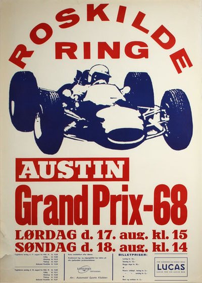 Roskilde Ring Grand Prix 1968 original poster 