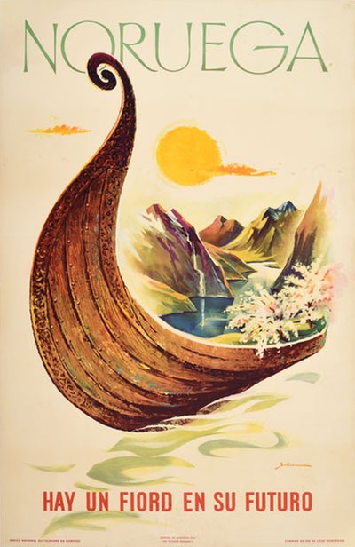 Noruega - Hay un fiord en su futuro original poster designed by Yran, Knut (1920-1998)