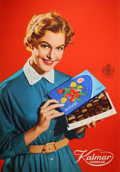 Kalmar Choklad Dessert Praliner original poster designed by Svea Annons