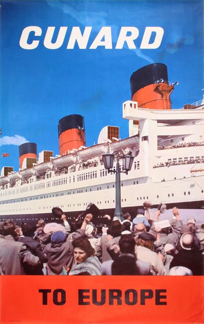 Cunard Line to Europe RMS 'Queen Mary' original poster 