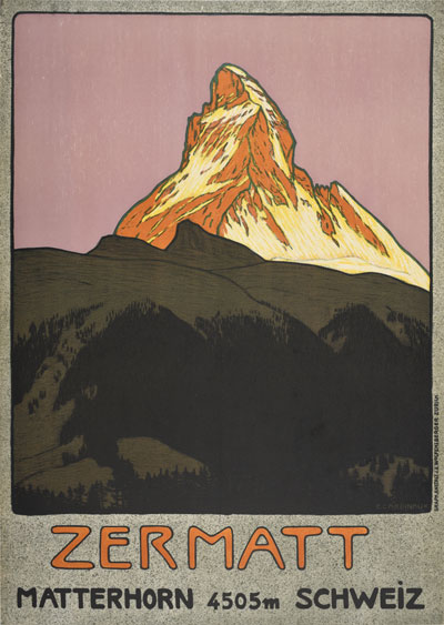 Zermatt Matterhorn 4505m Schweiz (1908) - Original Vintage Poster