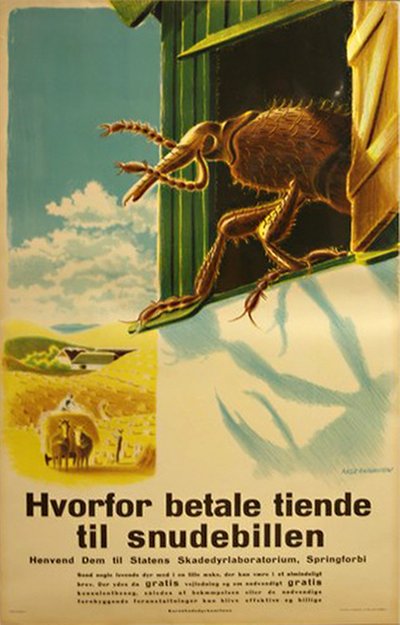 Hvorfor betale tiende til snudebillen original poster designed by Rasmussen, Aage (1913-1975)